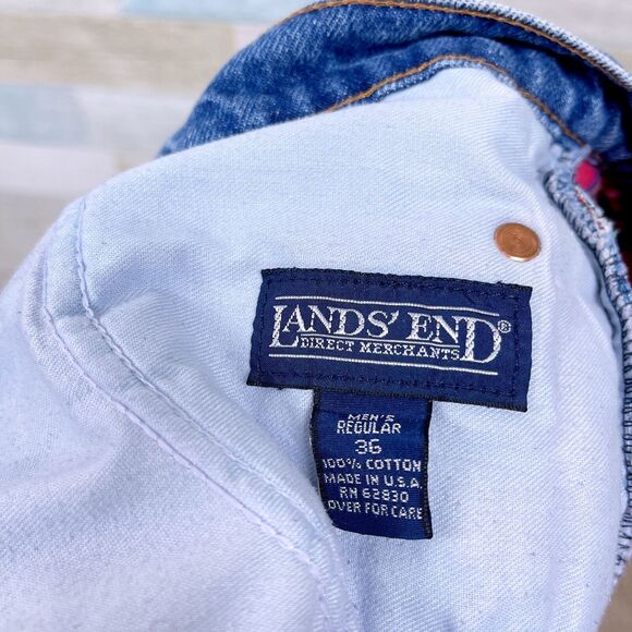 Lands End Vintage USA Made Flannel Lined Jeans Blue Square Rigger Mens 36x30.5 - Picture 8 of 8